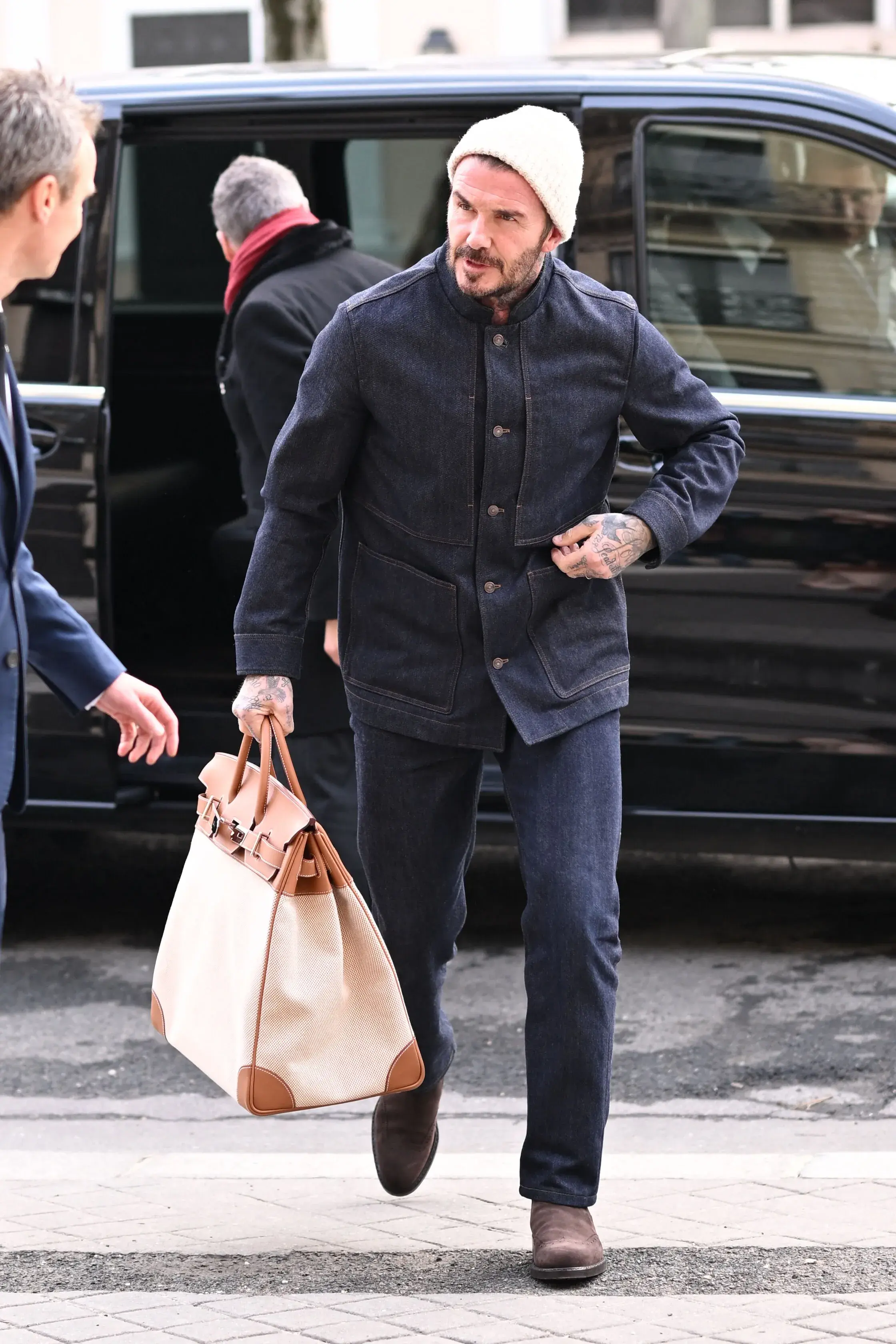 What Could David Beckham Possibly Have in His Gargantuan Hermès Bag?