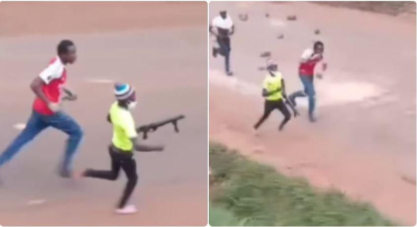 CCTV Footage Shows Suspect Fleeing With Police Rifle During Fuel Protests in Wote