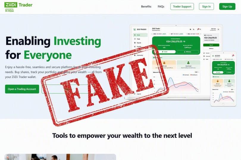 Safaricom Warns Customers Against Fake Ziidi Trader Website