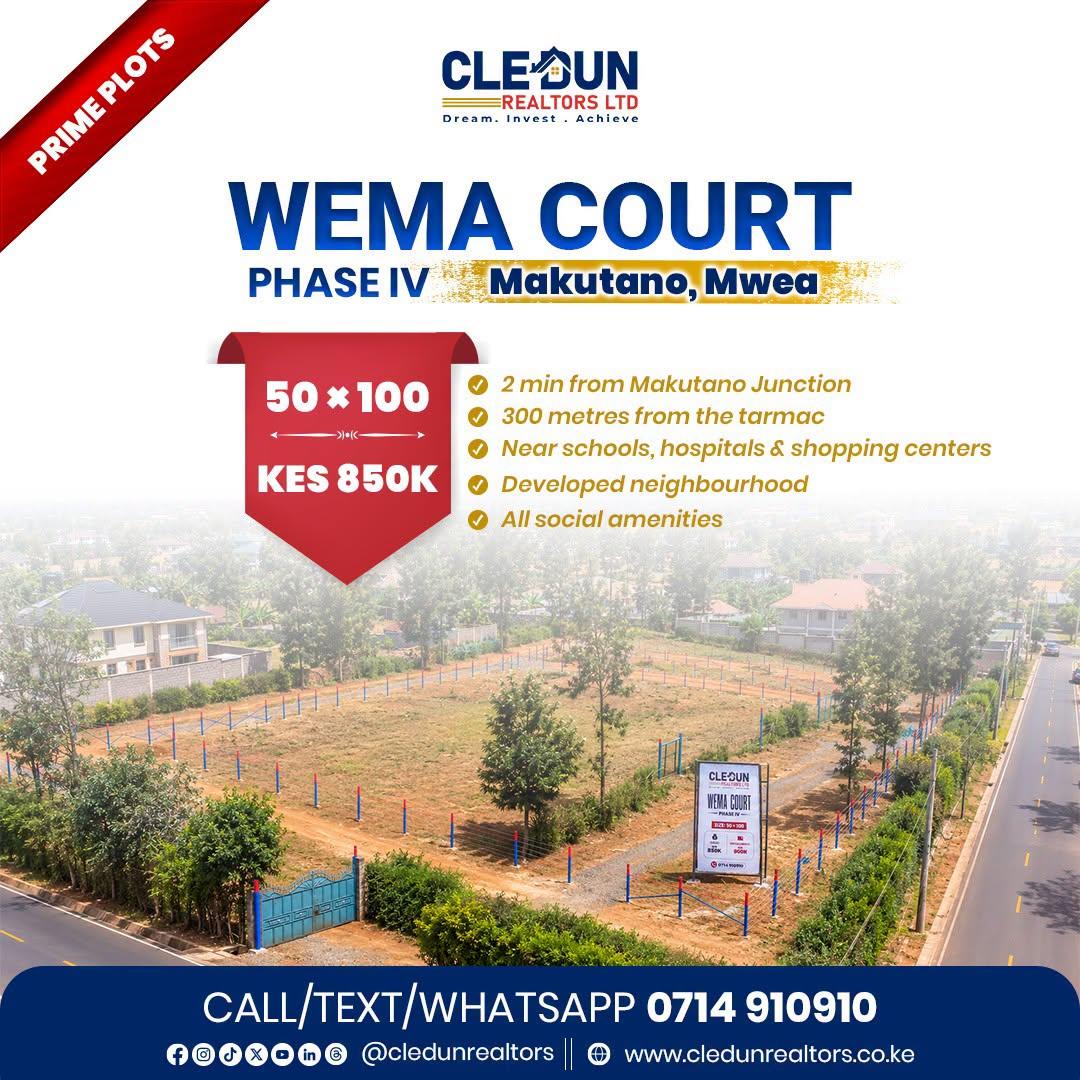 Wema Court Phase IV: Gated 50×100 Plots Near Makutano | Cledun Realtors