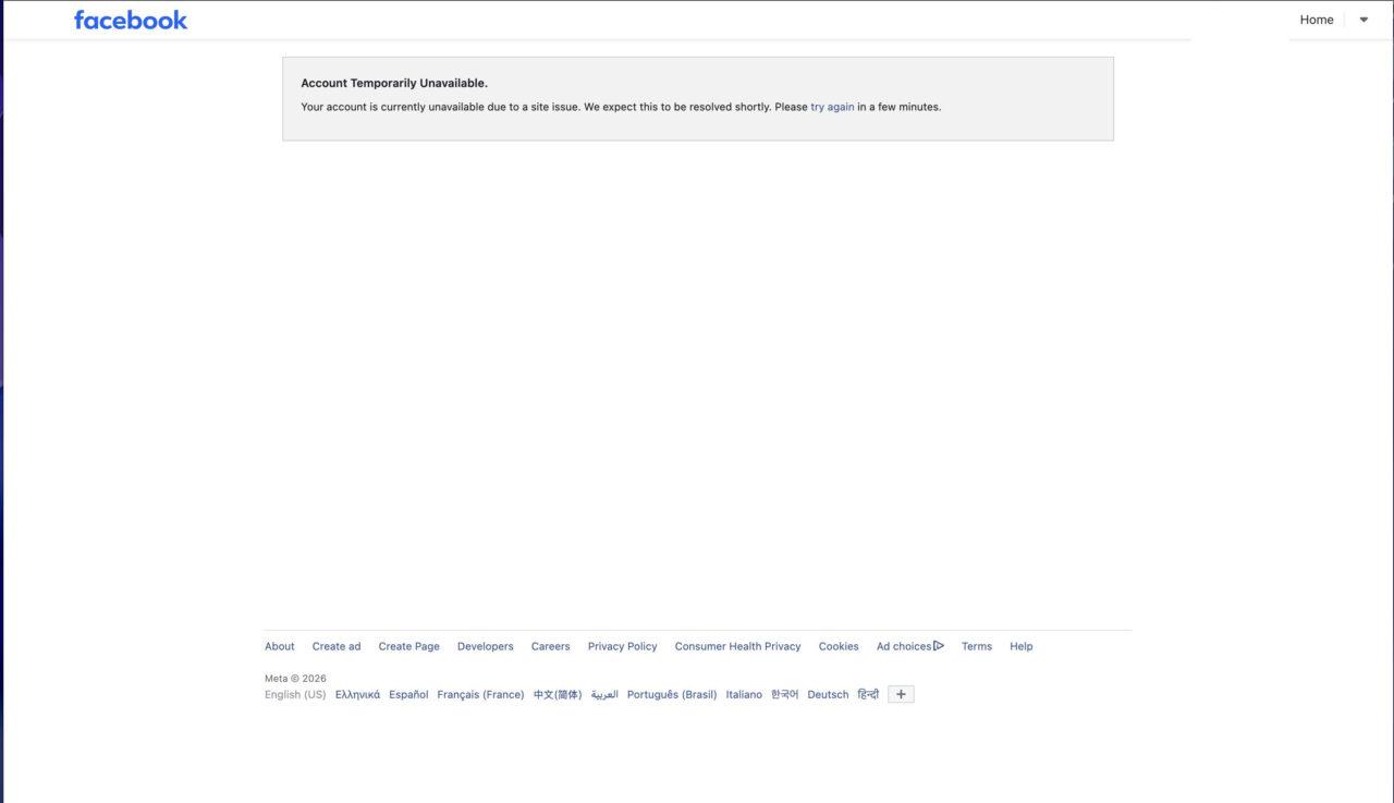 Facebook Users Locked Out as Platform Suffers Major Glitch